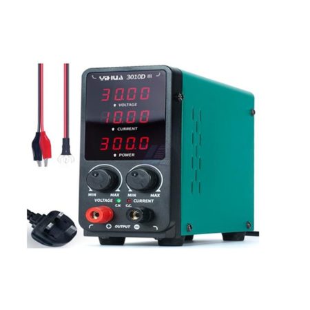 Fuente de alimentación de CC ajustable YIHUA 3010D-III de 0,00-30 V, 0,000-10 A