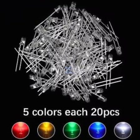 Kit surtido de 100 diodos transparentes 5mm emisores de luz LED