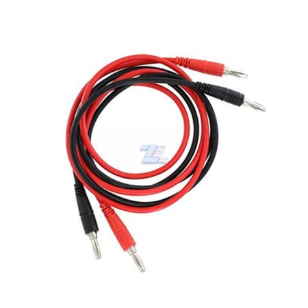 Par de cables rojo y negro con ficha banana en ambos extremos