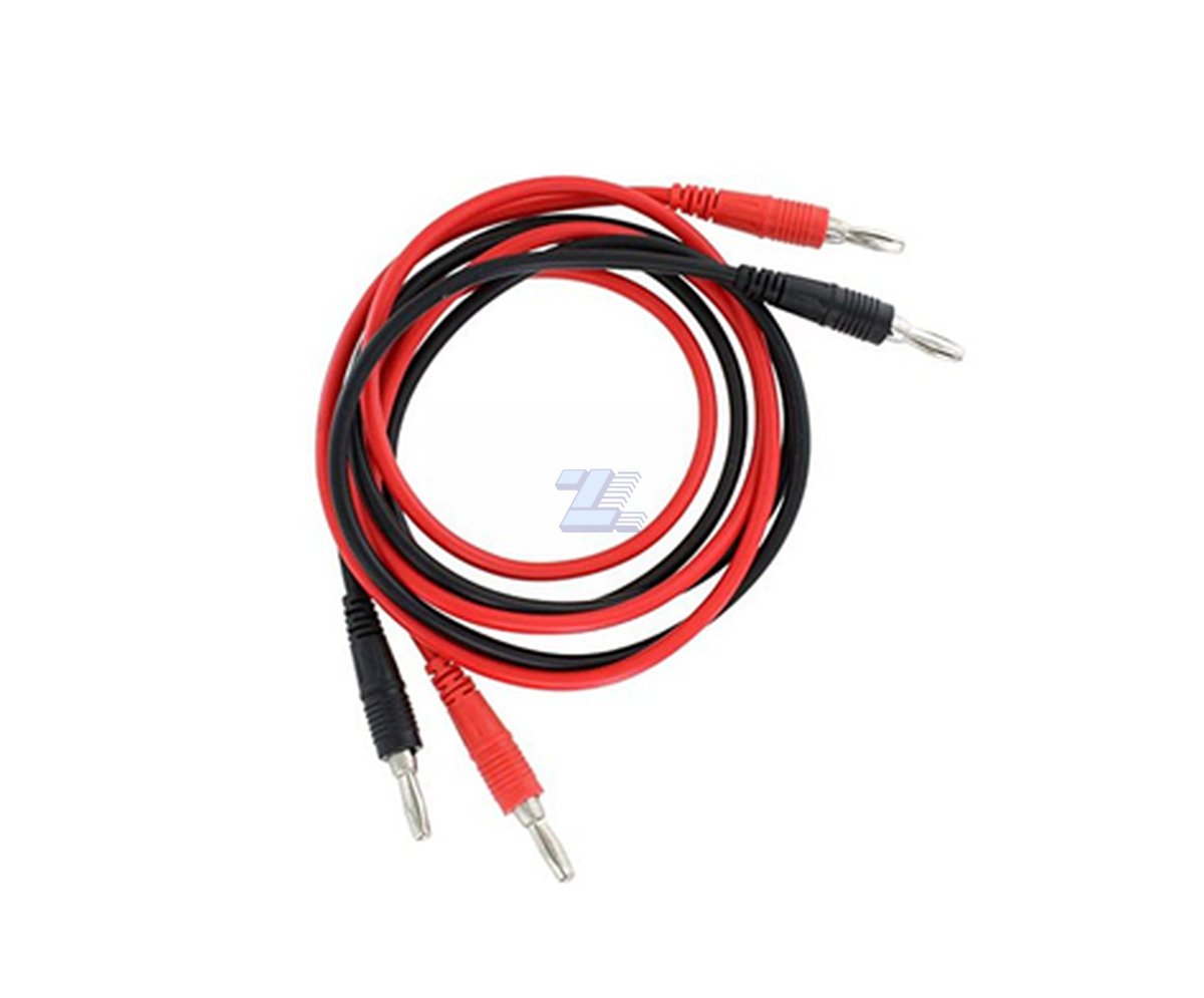 Par de cables rojo y negro con ficha banana en ambos extremos