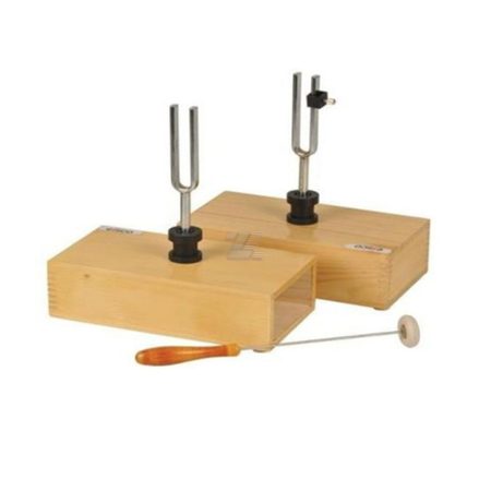 Par de diapasones (426Hz) en bases de madera, una horquilla ajustable