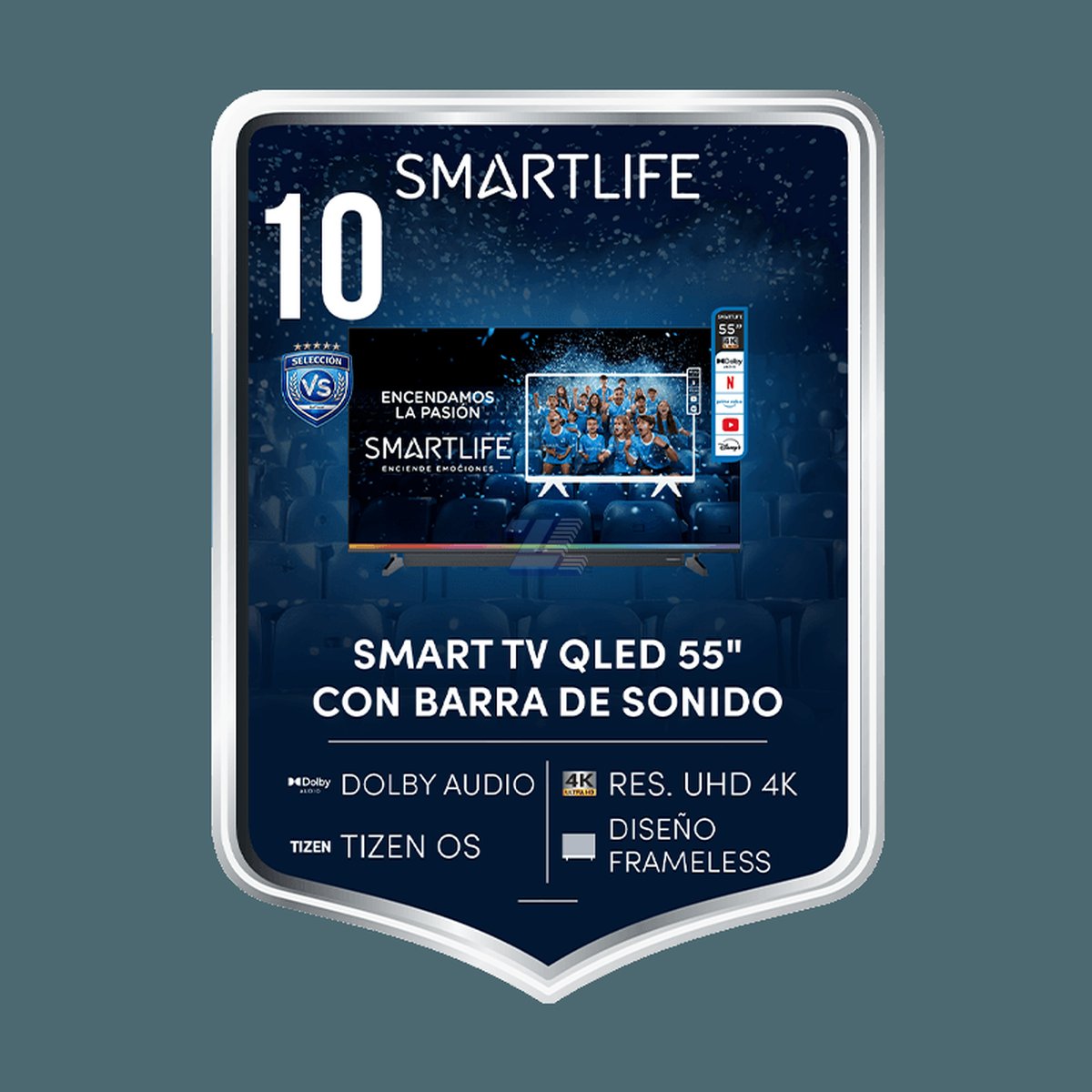 SMART TV SMARTLIFE QLED 55" 4K CON BARRA DE SONIDO - Imagen 3