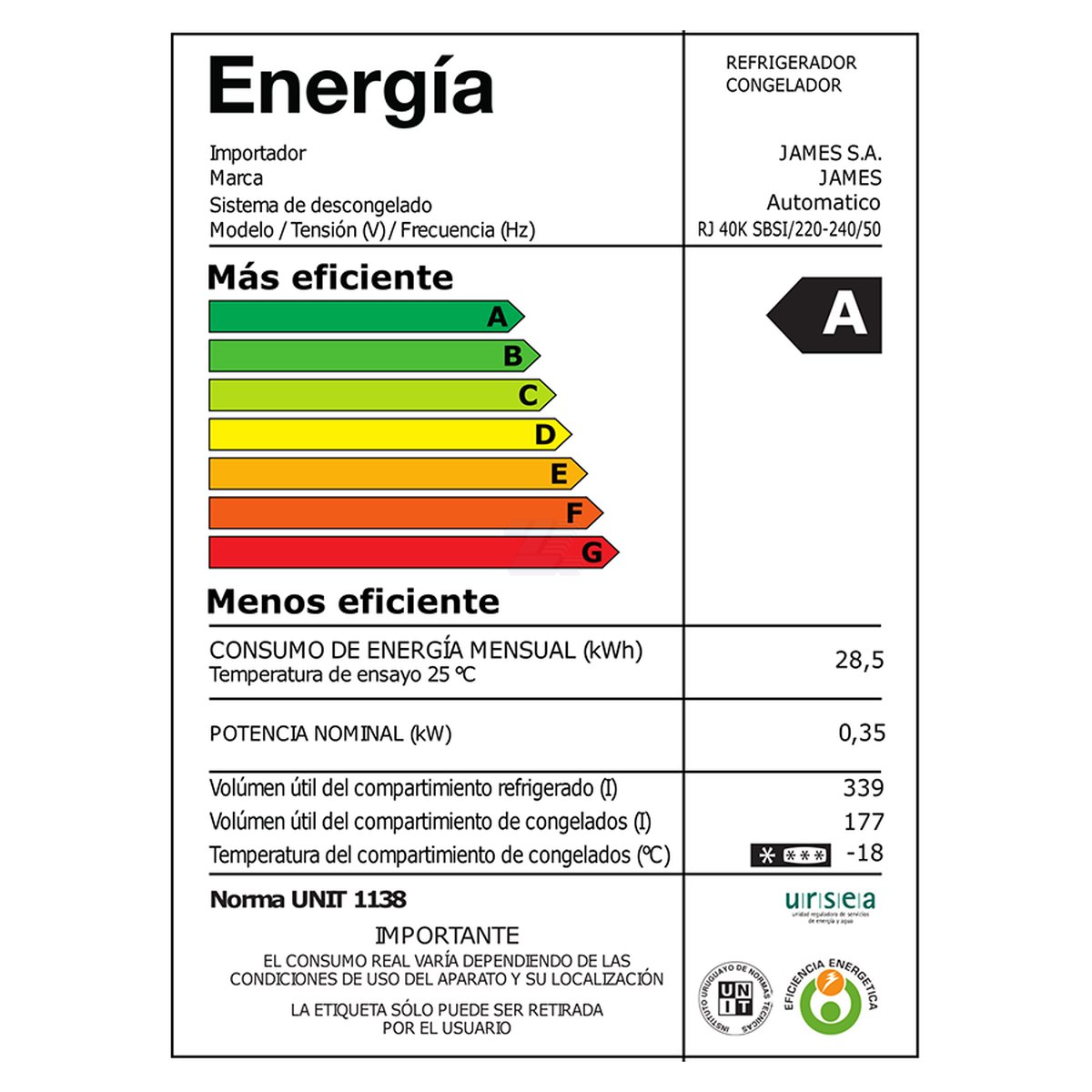 Heladera Inverter James RJN 40K SBSI Frío Seco Con Capacidad De 559L - Imagen 2