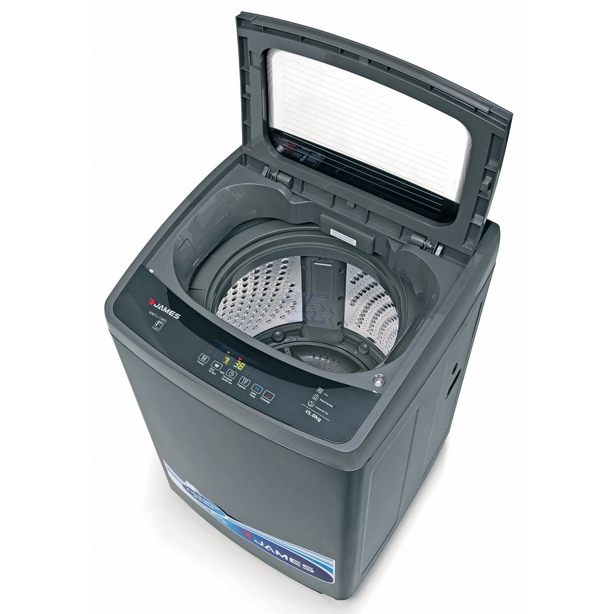 Lavarropas James hasta 15kg de ropa seca color gris/negro - Imagen 2