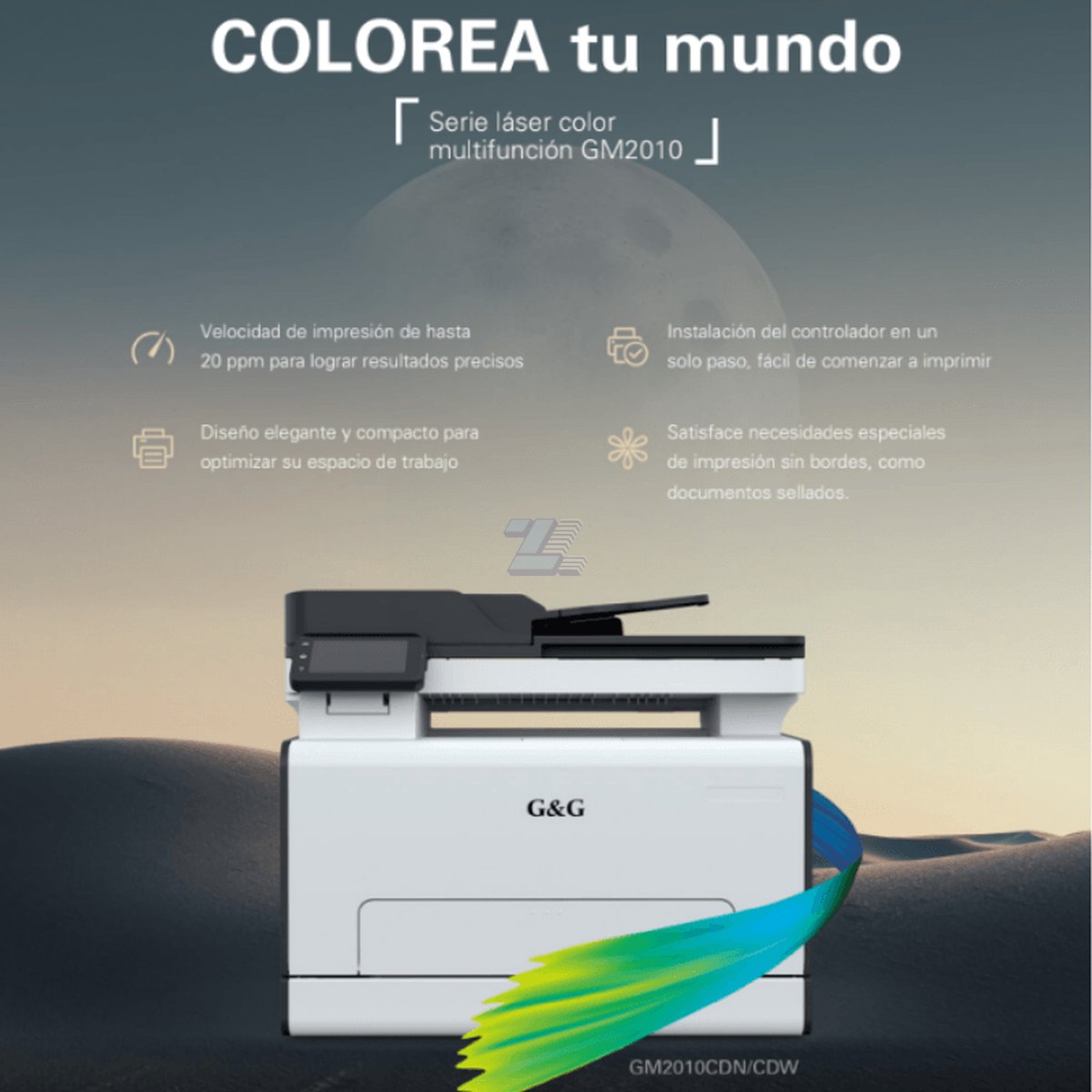 Impresora multifunción láser a color G&G GM2010CDW - Imagen 2